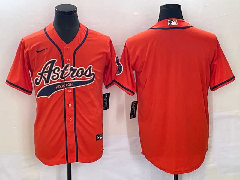 Men's Houston Astros Blank Number Orange With Patch Cool Base Stitched Baseball Jersey